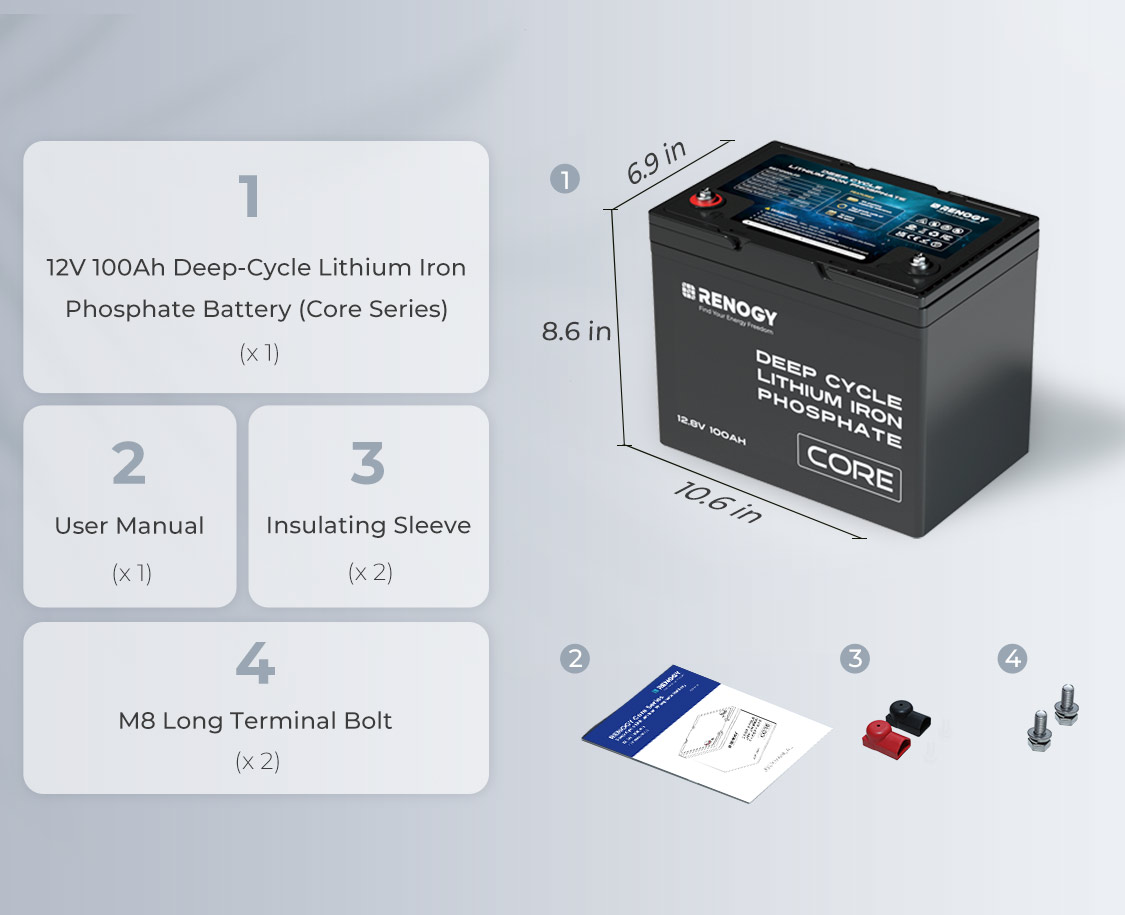 100Ah Deep Cycle Battery, Lithium Ion Batteries | Renogy Australia